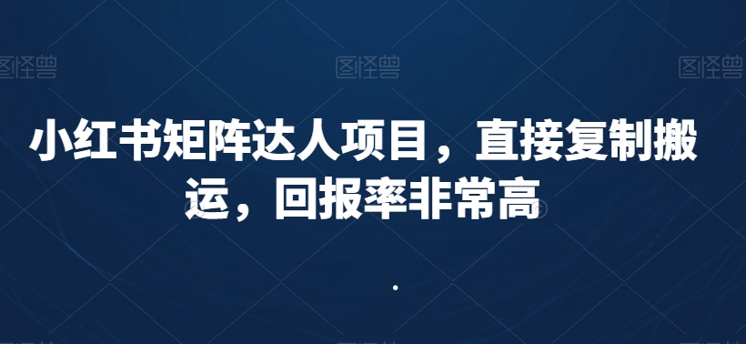 小红书矩阵达人项目，直接复制搬运，回报率非常高-红薯资源库