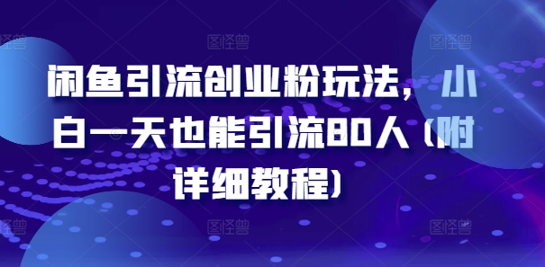 闲鱼引流创业粉玩法，小白一天也能引流80人(附详细教程) 闲鱼引流怎么赚钱-红薯资源库