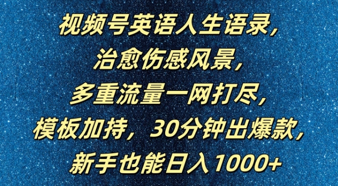 视频号英语人生语录，多重流量一网打尽，模板加持，30分钟出爆款，新手也能日入1000+【揭秘】 微信视频号的英文怎么说-红薯资源库