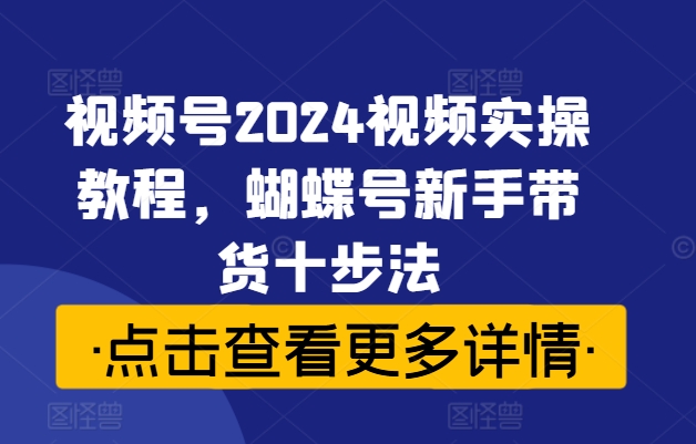 视频号2024视频实操教程，蝴蝶号新手带货十步法 视频号现在开放了吗-红薯资源库