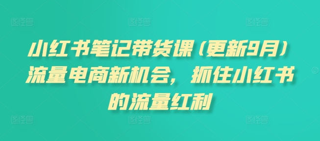 小红书笔记带货课(更新9月)流量电商新机会，抓住小红书的流量红利 小红书笔记带货功能-红薯资源库