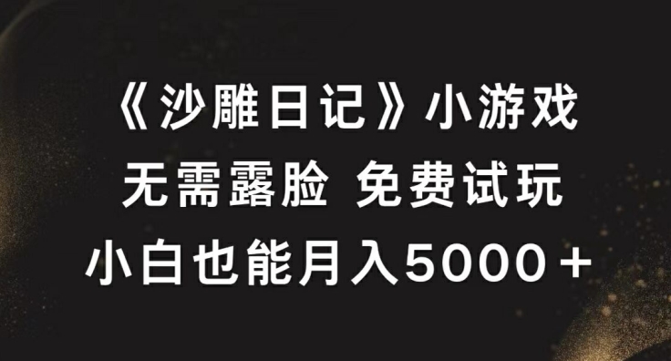 《沙雕日记》小游戏，无需露脸免费试玩，小白也能月入5000+【揭秘】 沙雕日记每天更新-红薯资源库