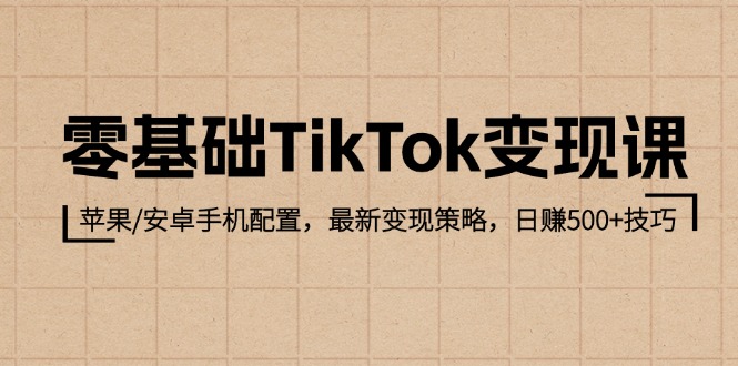 零基础TikTok变现课：苹果/安卓手机配置，最新变现策略，日赚500+技巧 tiktop变现[db:副标题]-红薯资源库