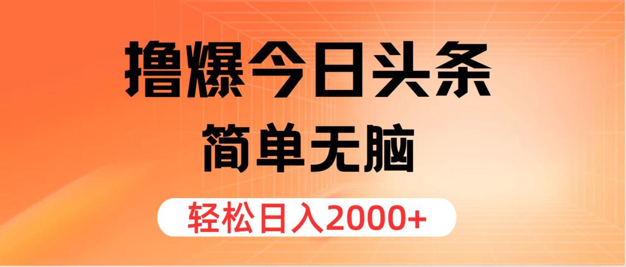 （12697期）撸爆今日头条，简单无脑，日入2000+[db:副标题]-红薯资源库