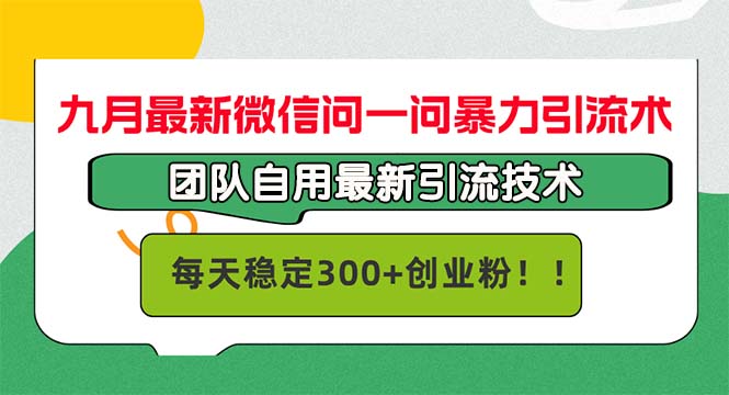 （12735期）九月最新微信问一问暴力引流术，团队自用引流术，每天稳定300+创… 福彩9月12[db:副标题]-红薯资源库