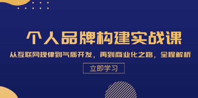 个人品牌构建实战课：从互联网规律到气质开发，再到商业化之路，全程解析[db:副标题]-红薯资源库