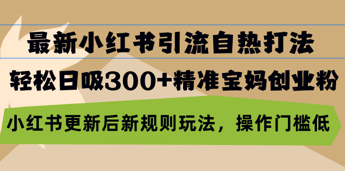 （13145期）最新小红书引流自热打法，轻松日吸300+精准宝妈创业粉，小红书更新后新…[db:副标题]-红薯资源库