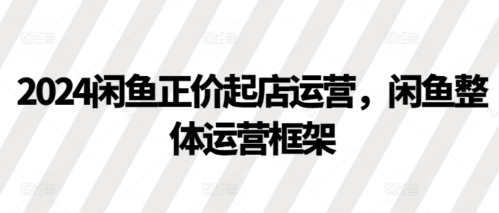 2024闲鱼正价起店运营，闲鱼整体运营框架[db:副标题]-红薯资源库