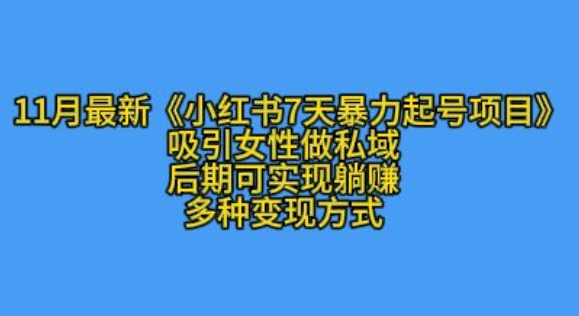 K总部落11月最新小红书7天暴力起号项目，吸引女性做私域[db:副标题]-红薯资源库