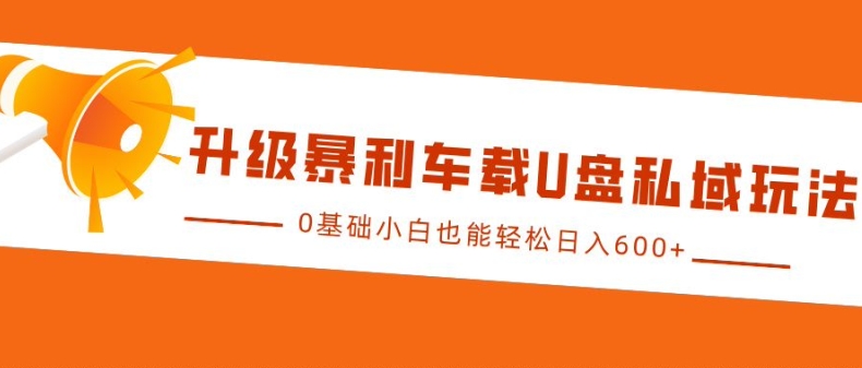 升级暴利车载U盘私域玩法，0基础小白也能轻松日入多张[db:副标题]-红薯资源库