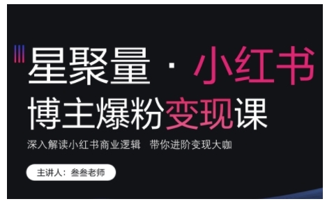 小红书博主爆粉变现课，深入解读小红书商业逻辑，带你进阶变现大咖[db:副标题]-红薯资源库