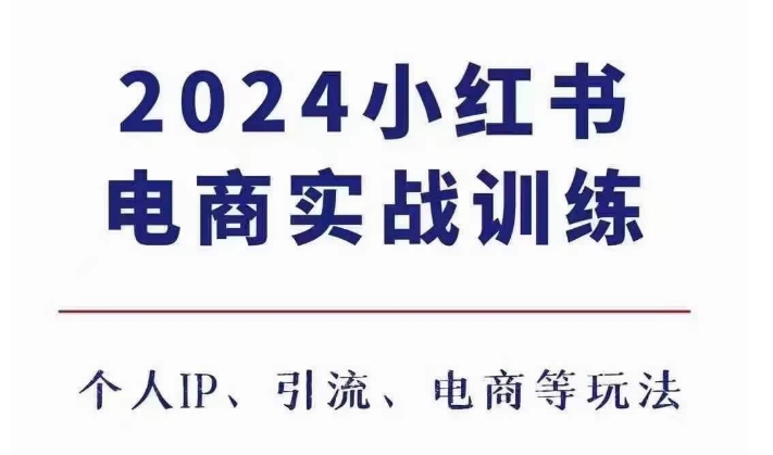 2024小红书电商3.0实战训练，包含个人IP、引流、电商等玩法[db:副标题]-红薯资源库