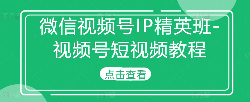 微信视频号IP精英班-视频号短视频教程[db:副标题]-红薯资源库