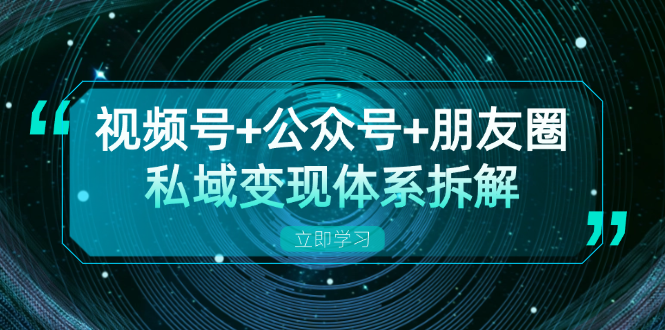 （13174期）视频号+公众号+朋友圈私域变现体系拆解，全体平台流量枯竭下的应对策略[db:副标题]-红薯资源库