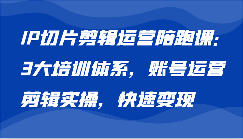 IP切片剪辑运营陪跑课，3大培训体系：账号运营 剪辑实操 快速变现[db:副标题]-红薯资源库