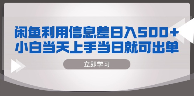 （13170期）闲鱼利用信息差 日入500+  小白当天上手 当日就可出单[db:副标题]-红薯资源库