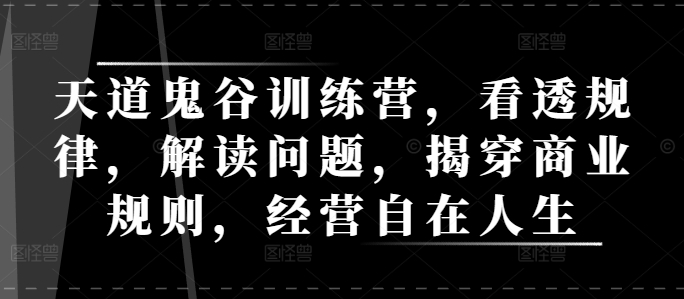 天道鬼谷训练营，看透规律，解读问题，揭穿商业规则，经营自在人生[db:副标题]-红薯资源库