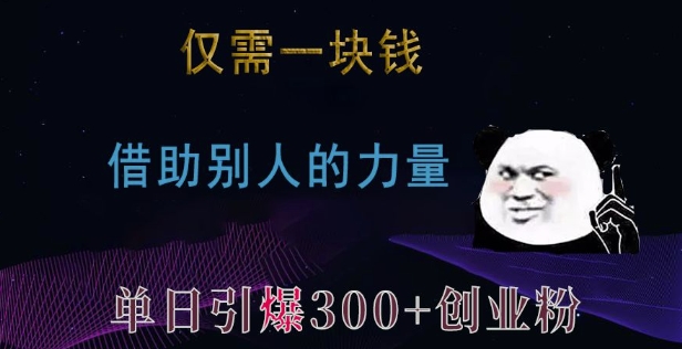 仅需一块钱，借助别人的力量，单日引爆300+创业粉、兼职粉[db:副标题]-红薯资源库